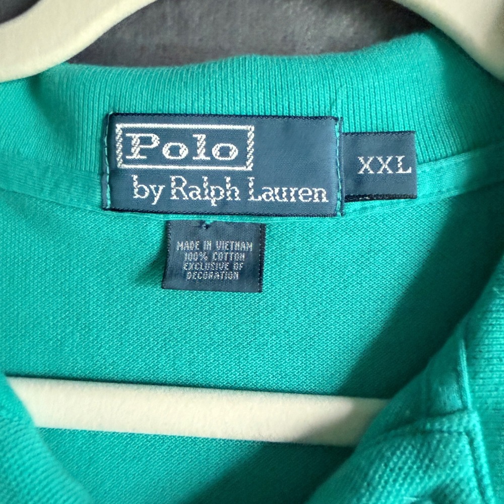 Polo‎ Ralph Lauren Mens XXL Green Short Sleeve Pique Polo Shirt Yellow Pony Logo - Picture 3 of 7